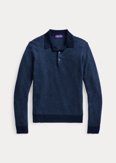 Ralph Lauren Cashmere Polo-Collar Striktrøje Herre Danmark (JARLQ4296)